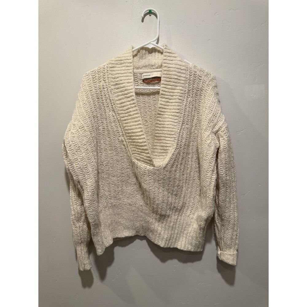 Anthropologie Pilcro Joyce Chunky Cable Knit Pullover Sweater M V Neck - Picture 2 of 5